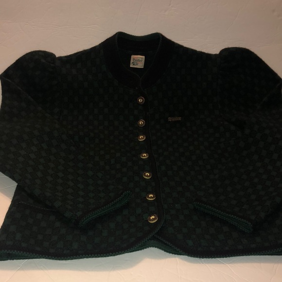 Original Distler Trachten Checkered Sweater Jacket - Picture 1 of 10